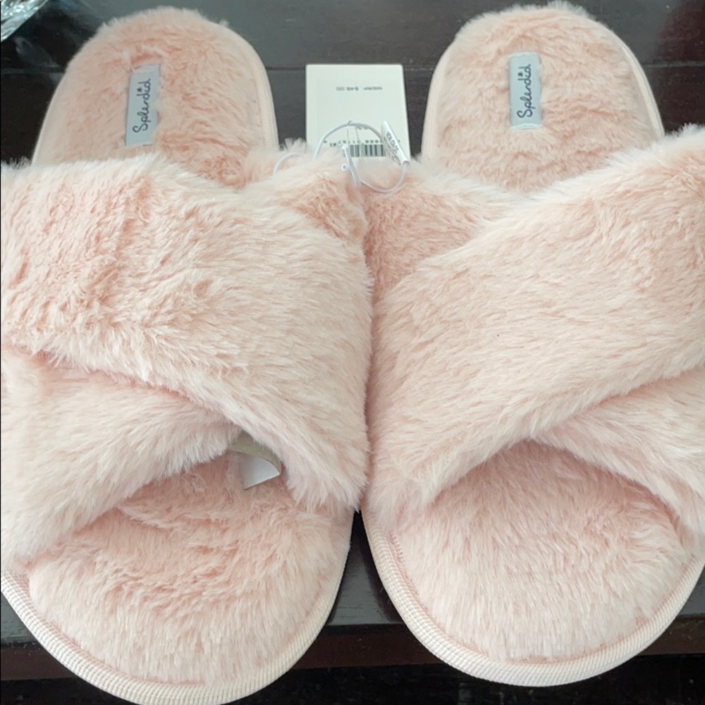 Splendid pink slip on slippers